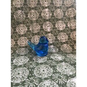 Ron Ray 1990 Blue Bird Of Happiness Art Glass Hand Blown Paperweight Signed